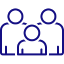 A line drawing of a family of three